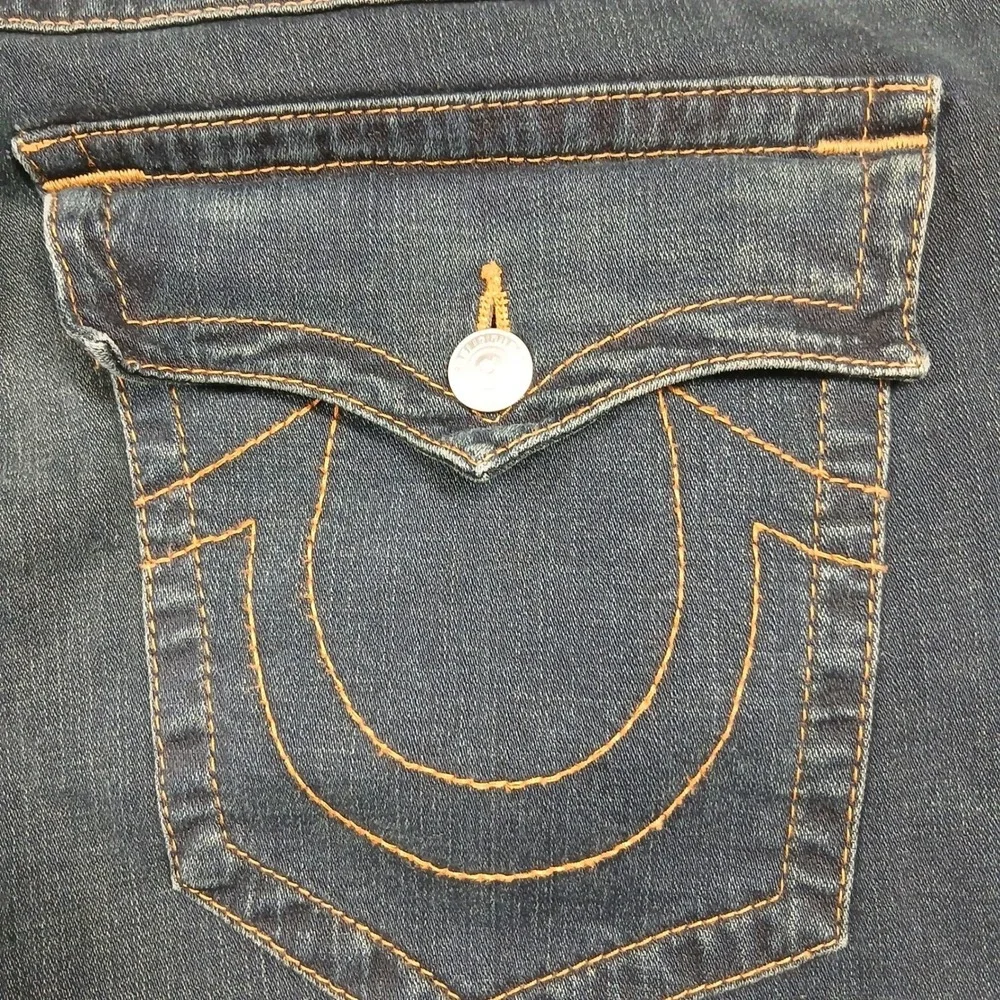 True Religion Section Straight Seat Flap Pocket Jeans‎ Men's 40 Dark Wash EUC